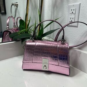 ALDO Metallic Pink Croc-Embossed Shoulder Bag